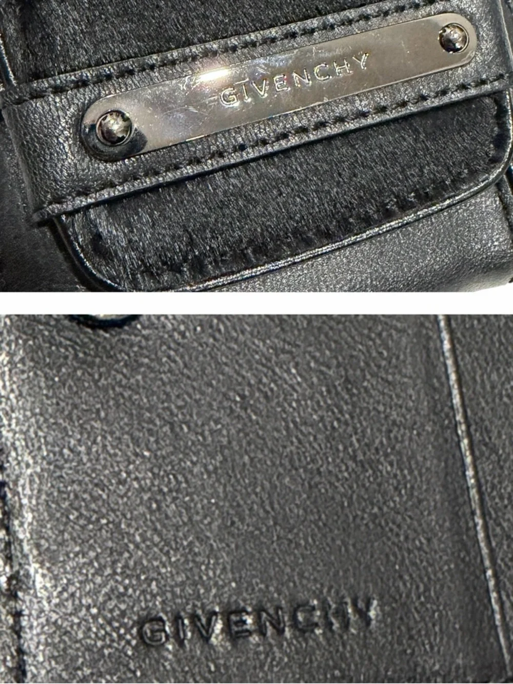 Givenchy Vintage Compact Wallet Black Pony Hair & Leather - Authenticated - Picture 4 of 12